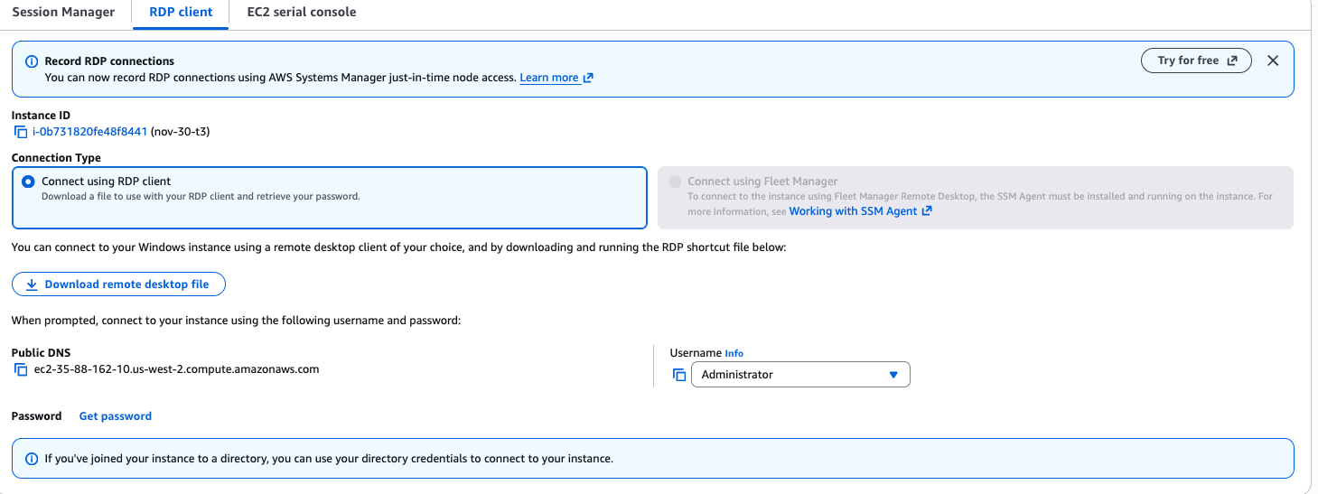 EC2 Connect Button with RDP Client Option