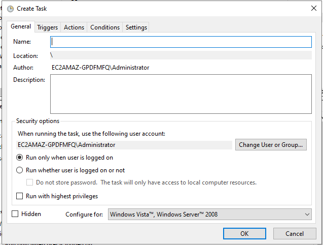 Task Scheduler Create Task